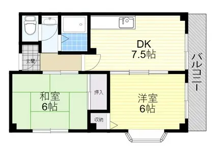 センチュリー桜塚(2DK/2階)の間取り写真