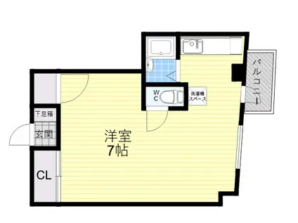 光ハイツ(ワンルーム/3階)の間取り写真