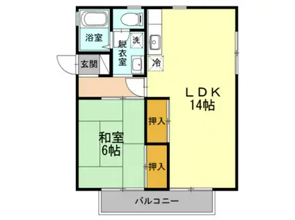 ナカイハイツ(1LDK/1階)の間取り写真