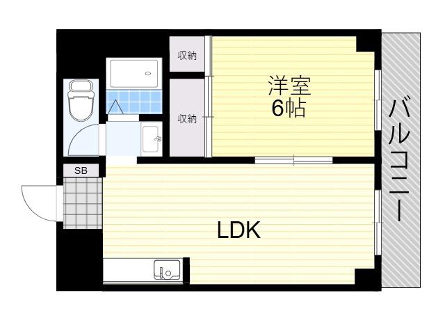 シャガール豊中(1LDK/2階)の間取り写真