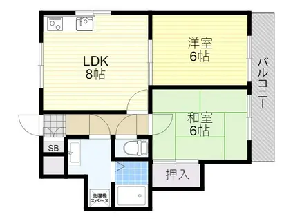 セランジュ豊中(2LDK/5階)の間取り写真