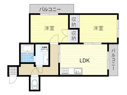 ヴィブレコート(2DK/3階)の間取り写真