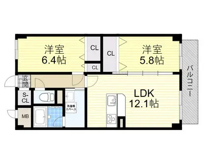 MARRON FOREST TOYONAKA(2LDK/2階)の間取り写真