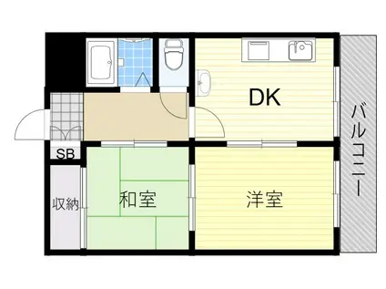 ローズハイツ(2DK/4階)の間取り写真