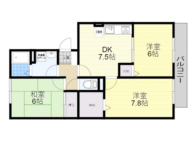 グリーンパーク豊中宮山(3DK/3階)の間取り写真