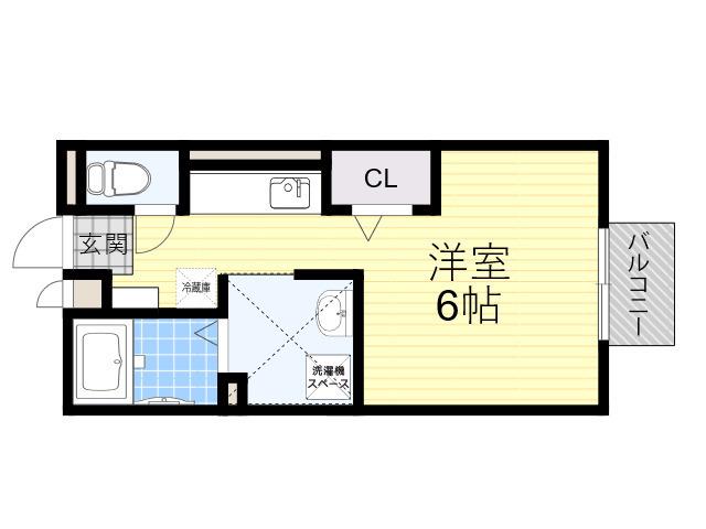 メルベーユ箕面Ⅱ(ワンルーム/2階)の間取り写真