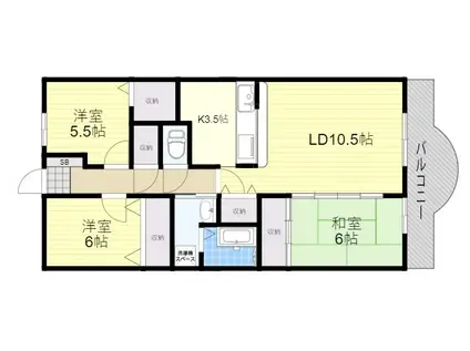 シャンテ川西5号棟(3LDK/12階)の間取り写真