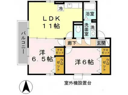 JR福知山線 川西池田駅 徒歩17分 2階建 築20年(2LDK/2階)の間取り写真