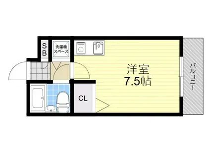 RIO花屋敷(ワンルーム/3階)の間取り写真