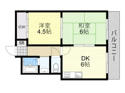 マリンコート川西(2DK/2階)の間取り写真