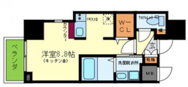 ONLYONE川西藤ノ木(ワンルーム/3階)の間取り写真