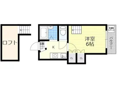 豊中第3(1K/2階)の間取り写真