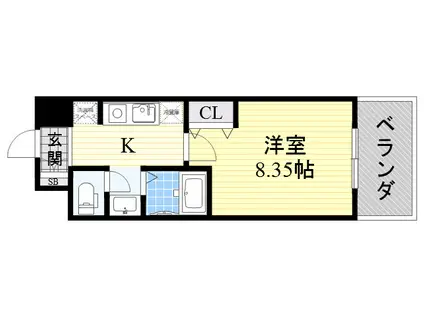 モノロカーレ江坂(1K/4階)の間取り写真