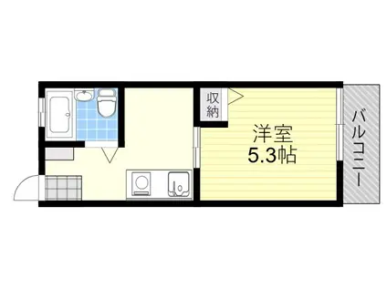 ハイム鼓が滝(1K/2階)の間取り写真