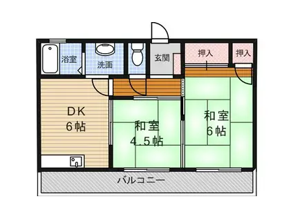 豊福マンション(2DK/2階)の間取り写真