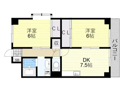 メゾンうねの(2DK/3階)の間取り写真