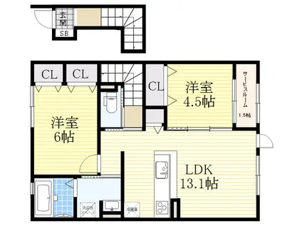 D-ROOM宙(2SLDK/2階)の間取り写真