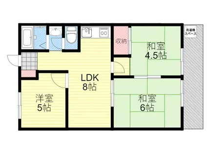ハイツ上野台A棟(3LDK/3階)の間取り写真