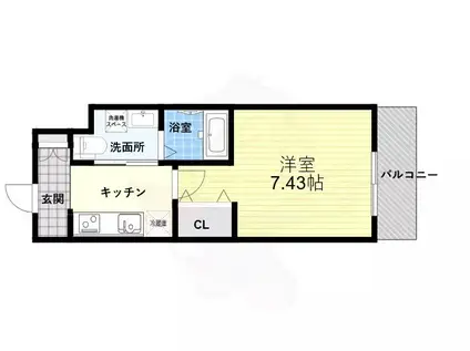 エルプレイス千里中央(1K/3階)の間取り写真