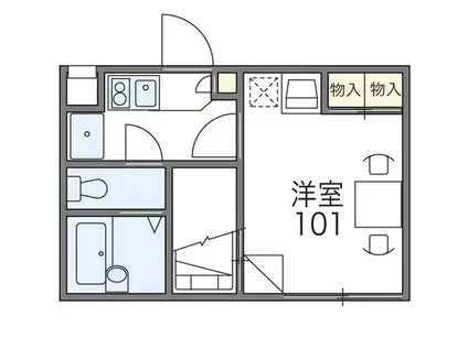 シャルマン上野西(1K/2階)の間取り写真