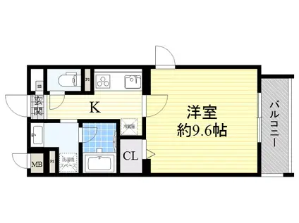 グランディール服部(1K/1階)の間取り写真