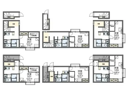 レオパレス日野(1K/1階)の間取り写真