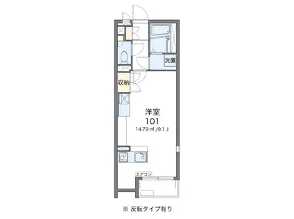 ミランダヴィラ曽根D(ワンルーム/2階)の間取り写真