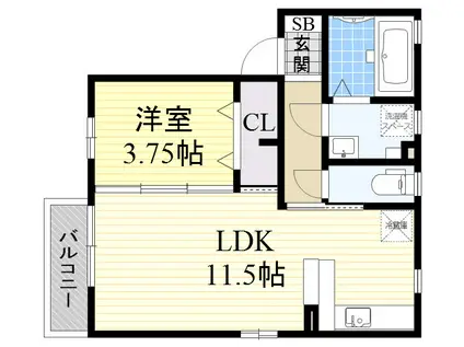 セレッソB(1LDK/2階)の間取り写真