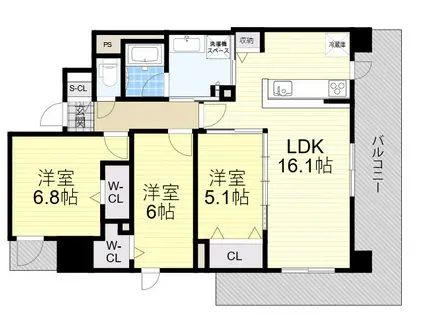 カーサ マリーナ モンテカルロ(3LDK/2階)の間取り写真