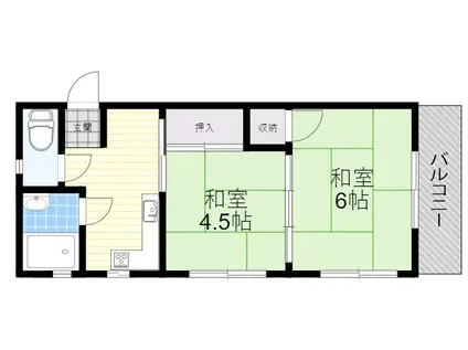 若竹マンション(2DK/2階)の間取り写真
