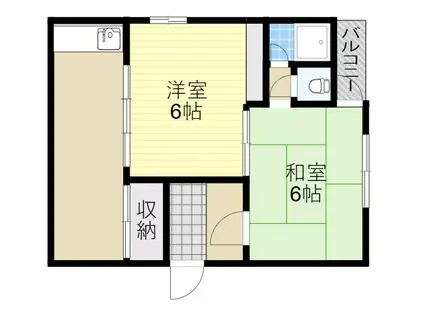 弥生ハイツ(2DK/2階)の間取り写真