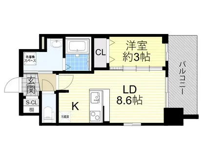 エスリード江坂アンムート(1LDK/7階)の間取り写真