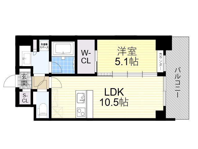 スプランディッド江坂Ⅲ(1LDK/7階)の間取り写真