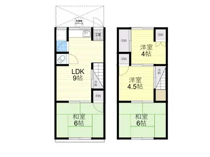 阪急箕面線 牧落駅 徒歩6分 2階建 築49年(4LDK)の間取り写真