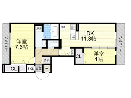 VARIEGATA(2LDK/2階)の間取り写真