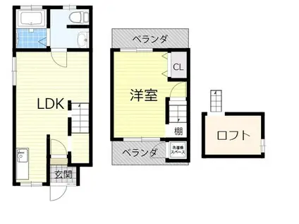 阪急神戸本線 神崎川駅 徒歩12分 2階建 築58年(1LDK)の間取り写真