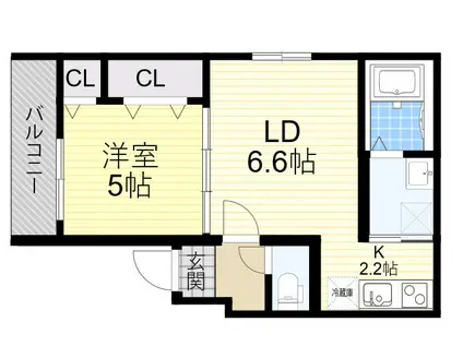フジパレス池田石橋Ⅴ番館(1LDK/2階)の間取り写真