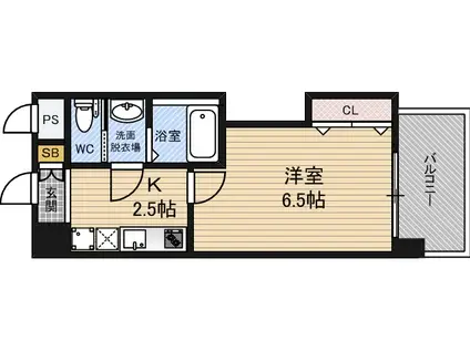 LUXE新大阪イースト2(1K/13階)の間取り写真