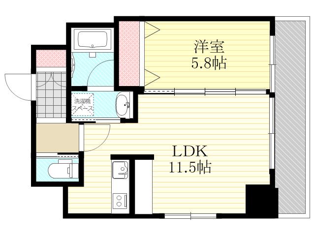 ORSUS新大阪(1LDK/6階)の間取り写真