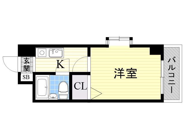 ノルデンハイム豊新(1K/4階)の間取り写真