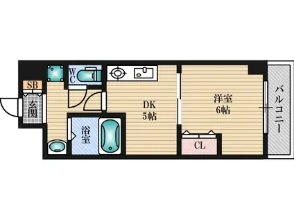 ノルデンハイム新大阪Ⅱ(1DK/13階)の間取り写真