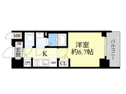 プレサンス塚本グランゲート(1K/6階)の間取り写真