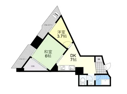 新大阪第一ダイヤモンドマンション(2DK/10階)の間取り写真