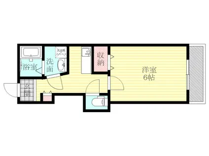 グロウパレスⅠ(1K/4階)の間取り写真