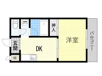 エバービューハイツ(1DK/6階)の間取り写真