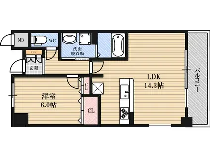 セノアタワー新大阪(1LDK/7階)の間取り写真