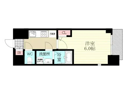 エスリードレジデンス新大阪プライム(1K/6階)の間取り写真