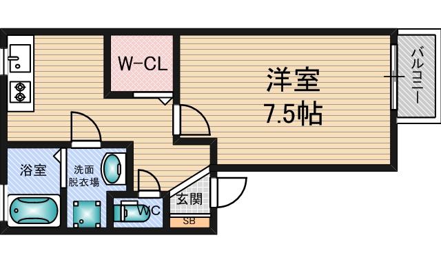 白樺ハイツ(1K/1階)の間取り写真