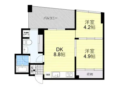 ドリームコート豊中(2DK/4階)の間取り写真