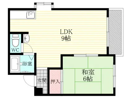 豊二ハイツ(1LDK/2階)の間取り写真